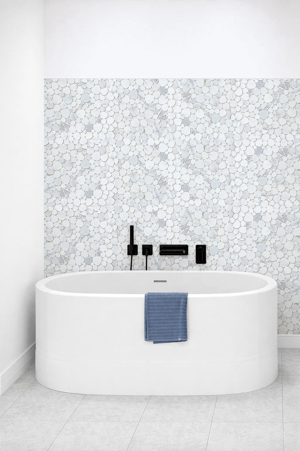 Marnex Sliced Pebble Calacatta Grey Marble Mosaic Tile – 12" x 12"
