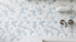 Marnex Sliced Pebble Sky Blue Marble Mosaic Tile - 12" x 12"