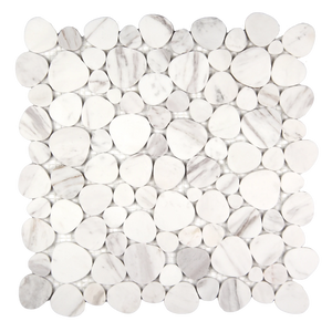 Marnex Sliced Pebble Calacatta Grey Marble Mosaic Tile – 12" x 12"