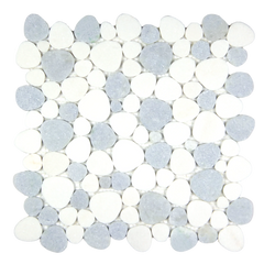 Marnex Sliced Pebble Sky Blue Marble Mosaic Tile - 12" x 12"