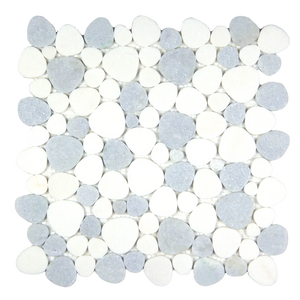 Marnex Sliced Pebble Sky Blue Marble Mosaic Tile - 12" x 12"