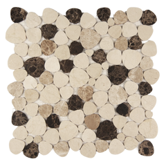 Marnex Sliced Pebble Spanish Blend Marble Mosaic Tile – 12" x 12"