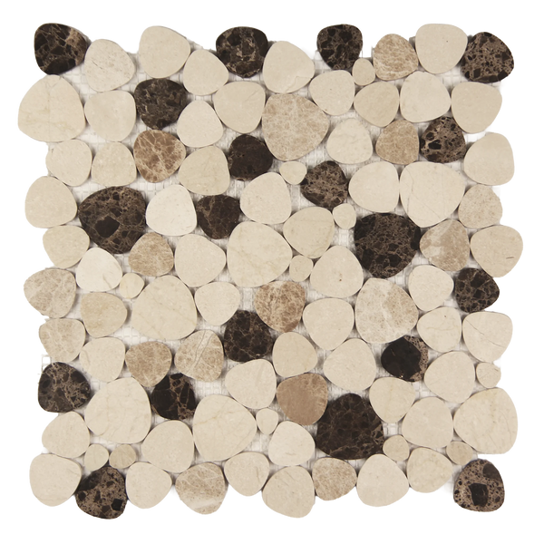 Marnex Sliced Pebble Spanish Blend Marble Mosaic Tile – 12" x 12"