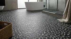 Modcycle Pebble Recycled Glass Black Mosaic Tile – 11.5" x 12"
