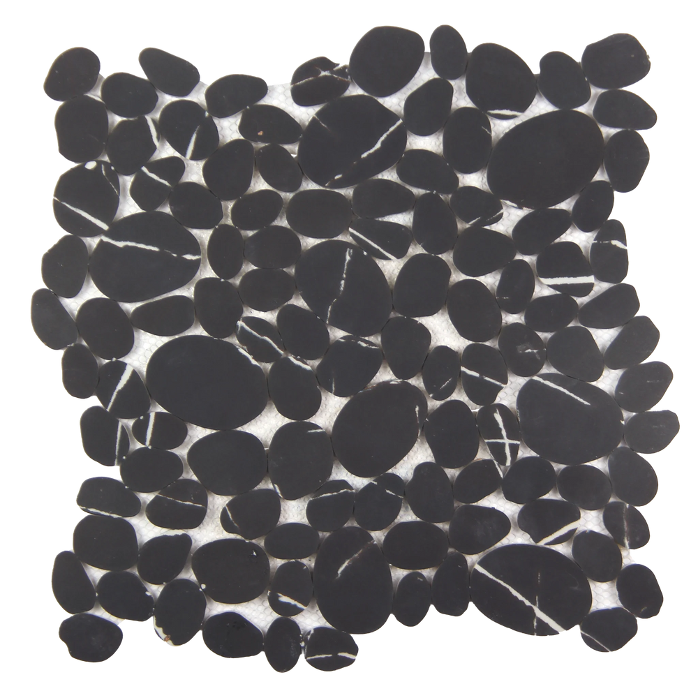 Modcycle Pebble Recycled Glass Black Mosaic Tile – 11.5" x 12"