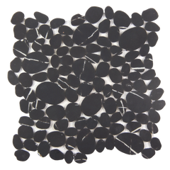 Modcycle Pebble Recycled Glass Black Mosaic Tile – 11.5" x 12"