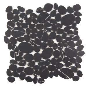 Modcycle Pebble Recycled Glass Black Mosaic Tile – 11.5" x 12"