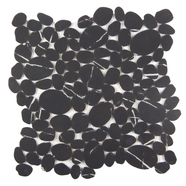Modcycle Pebble Recycled Glass Black Mosaic Tile – 11.5" x 12"