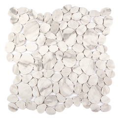 Modcycle Pebble Recycled Glass Calacatta Grey Mosaic Tile – 11.5" x 12"