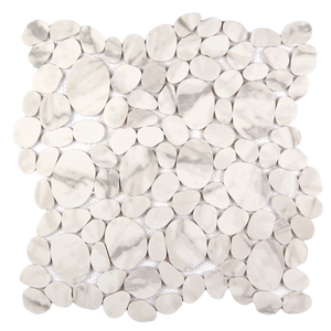 Modcycle Pebble Recycled Glass Calacatta Grey Mosaic Tile – 11.5" x 12"