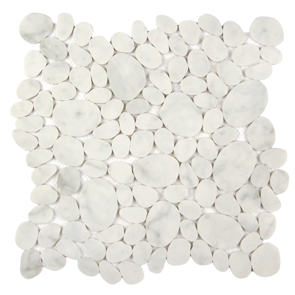 Modcycle Pebble Recycled Glass Carrara Mosaic Tile – 11.5" x 12"