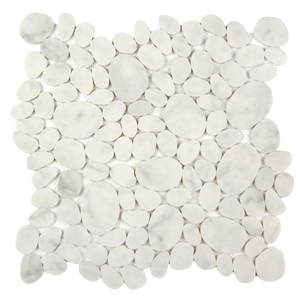 Modcycle Pebble Recycled Glass Carrara Mosaic Tile – 11.5" x 12"