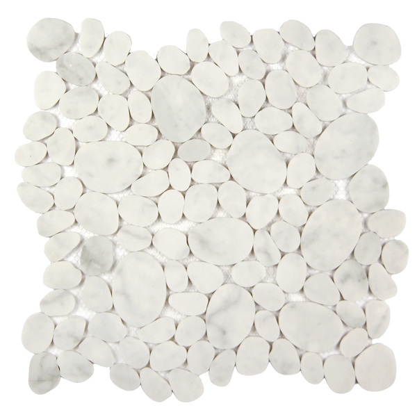Modcycle Pebble Recycled Glass Carrara Mosaic Tile – 11.5" x 12"