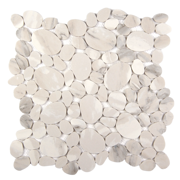 Modcycle Pebble Recycled Glass Grey Bisque Mosaic Tile – 11.5" x 12"
