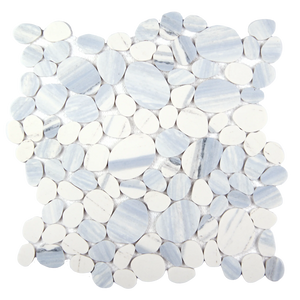 Modcycle Pebble Recycled Glass Sky Blue Mosaic Tile – 11.5" x 12"