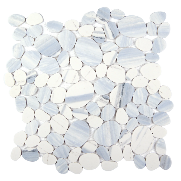 Modcycle Pebble Recycled Glass Sky Blue Mosaic Tile – 11.5" x 12"