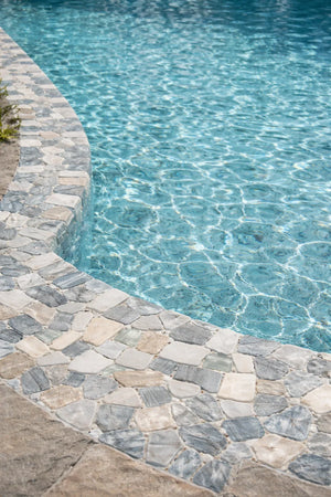 Novare Sliced Stone and Glass Grey Mix Mosaic Tile – 12" x 12" - Sample