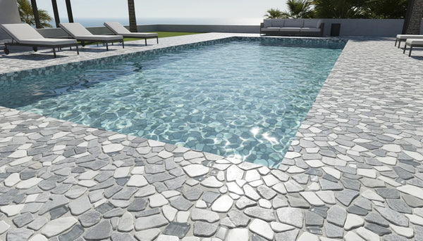 Novare Sliced Stone and Glass Graphite Grey Mosaic Tile – 12" x 12"