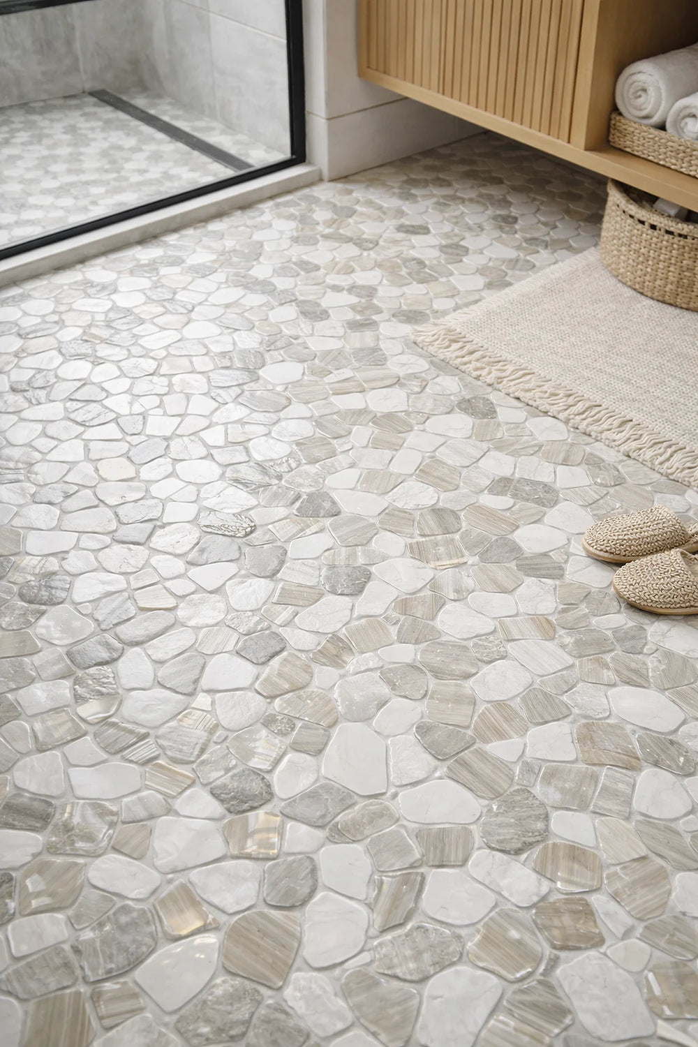 Novare Sliced Stone and Glass Khaki Mosaic Tile – 12" x 12"