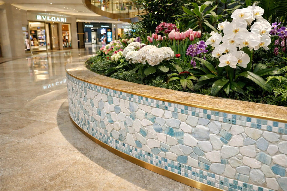 Novare Sliced Stone and Glass Light Blue Mosaic Tile – 12" x 12"