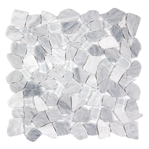 Novare Sliced Stone and Glass Ash Grey Mosaic Tile – 12" x 12"