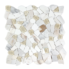 Novare Sliced Stone and Glass Calacatta Gold Mosaic Tile – 12" x 12"