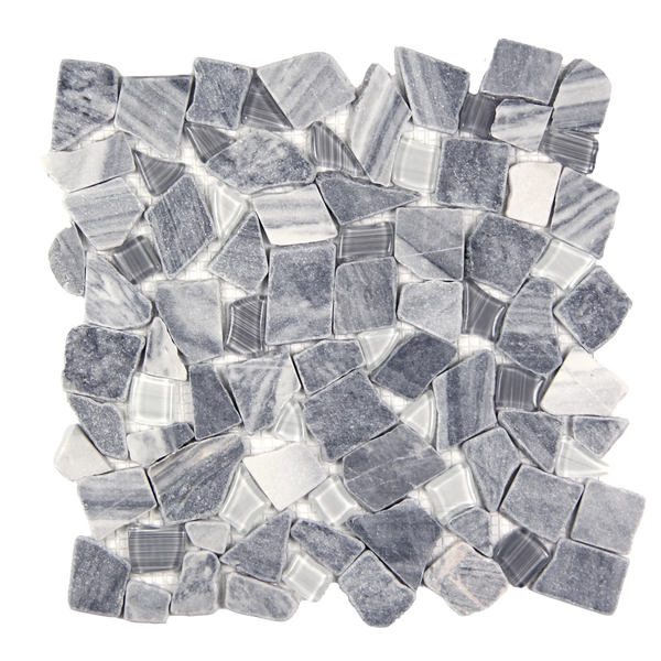 Novare Sliced Stone and Glass Graphite Grey Mosaic Tile – 12" x 12"