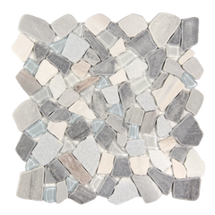 Novare Sliced Stone and Glass Grey Mix Mosaic Tile – 12" x 12"