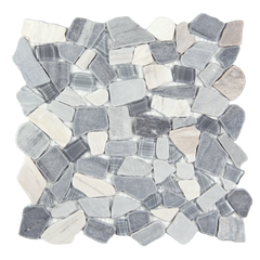 Novare Sliced Stone and Glass Light Grey Mosaic Tile – 12" x 12"