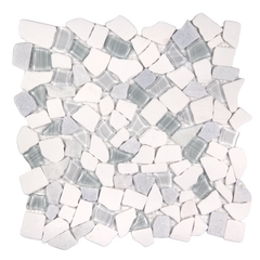 Novare Sliced Stone and Glass Light Blue Mosaic Tile – 12" x 12"