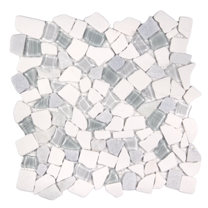 Novare Sliced Stone and Glass Light Blue Mosaic Tile – 12" x 12"