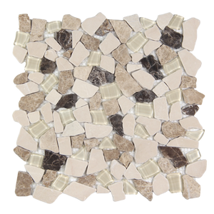 Novare Sliced Stone and Glass Spanish Blend Mosaic Tile – 12" x 12"