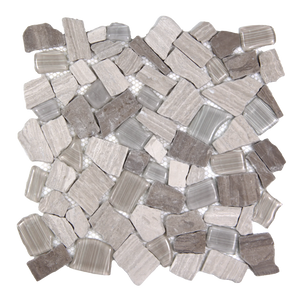 Novare Sliced Stone and Glass Taupe Mosaic Tile – 12" x 12"