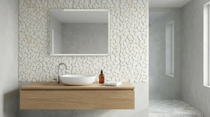 Pebbleluxe Sliced Pebble Stone Calacatta Gold Mosaic Tile – 12" x 12"