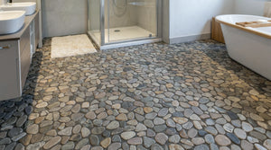 Pebbleluxe Sliced Pebble Stone Espresso Mosaic Tile – 12" x 12"