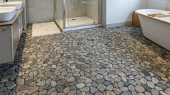 Pebbleluxe Sliced Pebble Stone Espresso Mosaic Tile - Sample