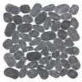 Pebbleluxe Sliced Pebble Stone Black Mosaic Tile – 12
