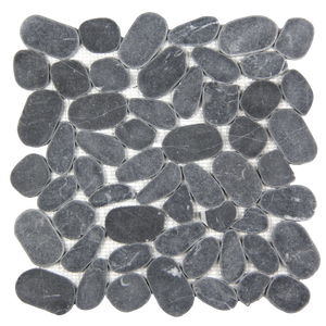 Pebbleluxe Sliced Pebble Stone Black Mosaic Tile – 12" x 12"
