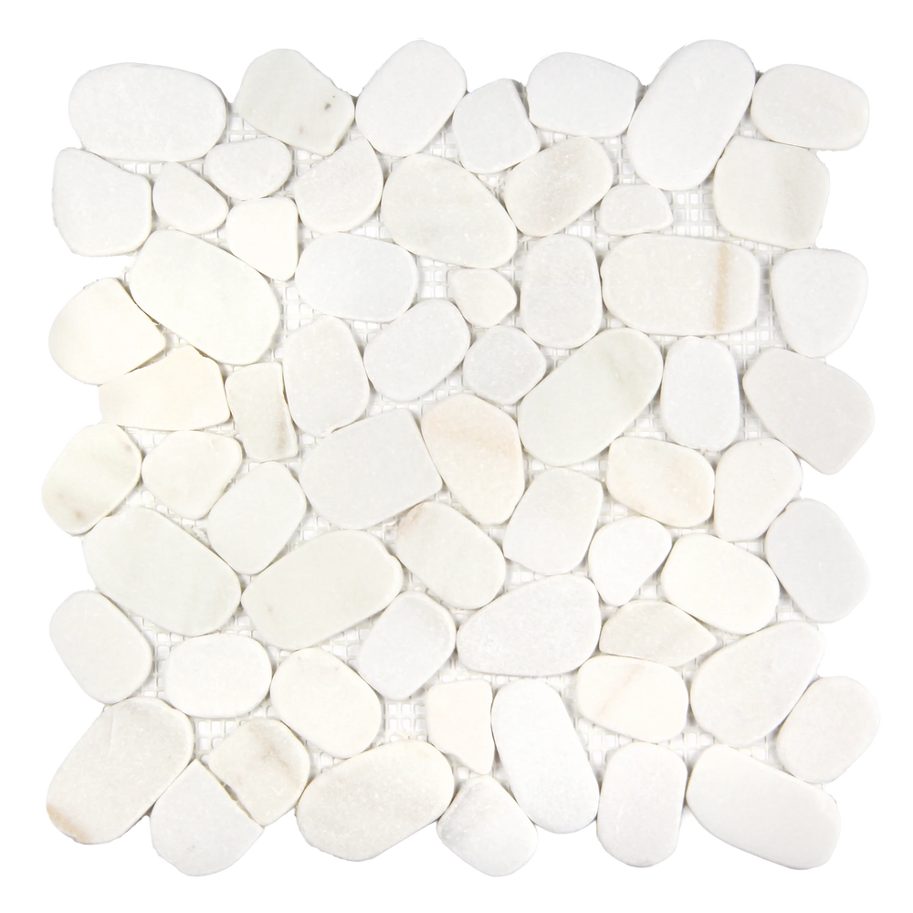 Pebbleluxe Sliced Pebble Stone Calacatta Gold Mosaic Tile – 12" x 12"