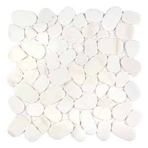 Pebbleluxe Sliced Pebble Stone Calacatta Gold Mosaic Tile – 12" x 12"