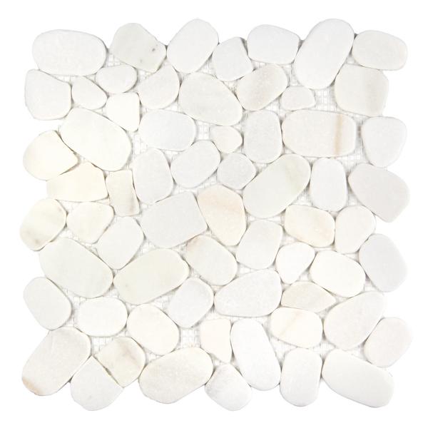 Pebbleluxe Sliced Pebble Stone Calacatta Gold Mosaic Tile – 12" x 12"