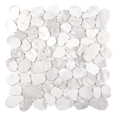 Pebbleluxe Sliced Pebble Stone Calacatta Grey Mosaic Tile – 12" x 12"