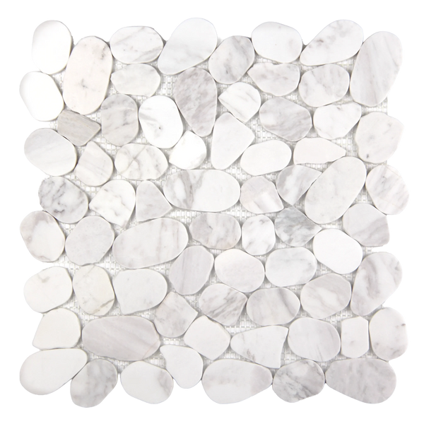 Pebbleluxe Sliced Pebble Stone Calacatta Grey Mosaic Tile – 12" x 12"