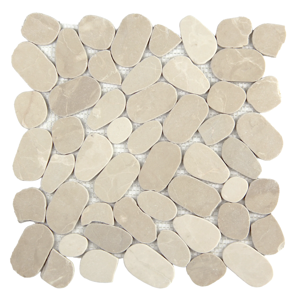 Pebbleluxe Sliced Pebble Stone Camel Mosaic Tile – 12" x 12"