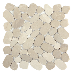 Pebbleluxe Sliced Pebble Stone Camel Mosaic Tile – 12" x 12"