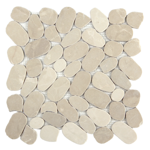 Pebbleluxe Sliced Pebble Stone Camel Mosaic Tile – 12" x 12"