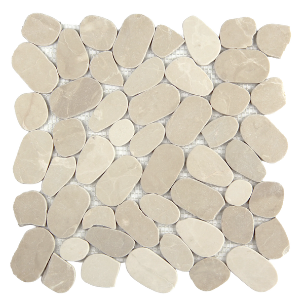 Pebbleluxe Sliced Pebble Stone Camel Mosaic Tile – 12" x 12"