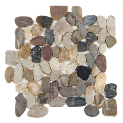 Pebbleluxe Sliced Pebble Stone Espresso Mosaic Tile – 12" x 12"
