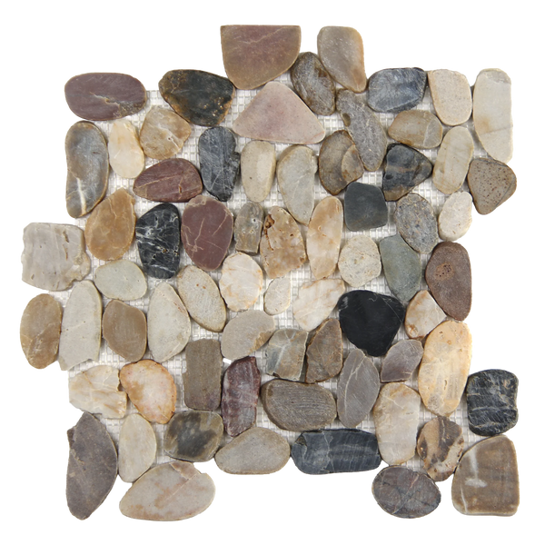 Pebbleluxe Sliced Pebble Stone Espresso Mosaic Tile – 12" x 12"