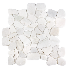 Pebbleluxe Sliced Pebble Stone Frost White Mosaic Tile – 12" x 12"